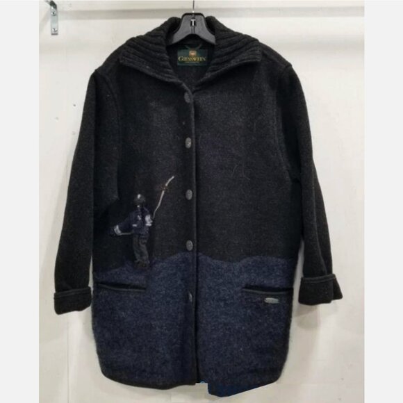 VTG GIESSWEIN Austria WOMENS Pure New Wool Cardigan Ski Embroidered Size 42 XL - Picture 1 of 8